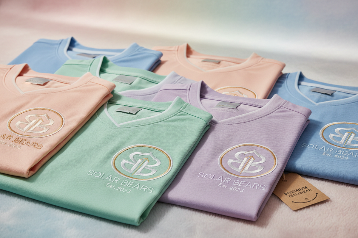 Team uniforms with embroidered logos
